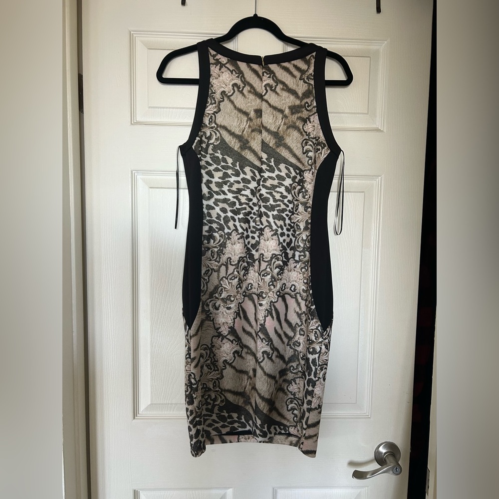 Animal and baroque Sleeveless sheath dress, fitted knee-length, NWOT